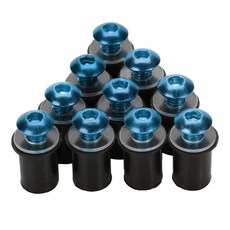 쿨보이어 10Pcs 세트 M5X15mm 모터사이클 알루미늄 페어링 나사 볼트 윈드스크린용 키트 본체 마운트 너트 블랙 44188, 파랑