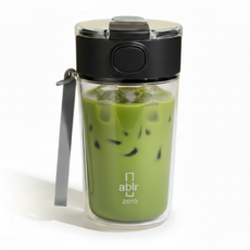 아블러 제로 - 쇠맛 나지 않는 강화유리 이중 투명 텀블러, 1개, 420ml, 블랙
