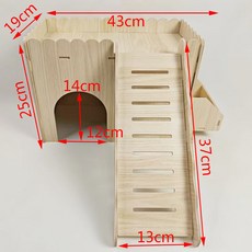 木製寵物躲避屋 適用於倉鼠、兔子、豚鼠、刺蝟, 兔子二合一房子, 1個