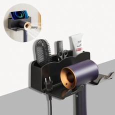 매니셀 다용도 무타공 부착형 드라이기 거치대, 1개, 블랙