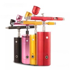 휴대용 에어브러쉬 키트 무선 충전식 초보자용 프라모델 도색 스프레이 도구 에어펌프 포함 피규어, 1개, 스트레이트 업그레이드 블랙