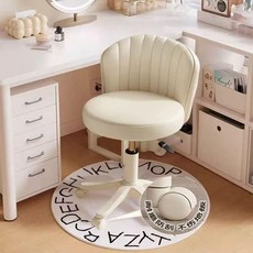 등받이 화장대의자 이동식 높은 스툴 달린 바퀴, 크림화이트+화이트 휠