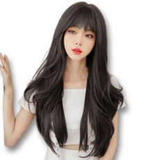 하이유니 [허리기장] 아델라 소프트 볼륨 웨이브 펌 통가발 67cm, 브라운블랙, 1개