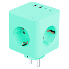 데코아르 멜로우 비비드 도킹형 멀티탭 (3구+4포트 타입) 민트, 1개, 77mm