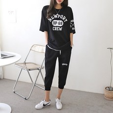 New Care 女款寬鬆版型短袖套裝 7分褲 跑步型訓練服套裝