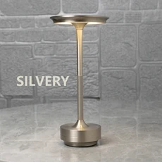 충전 책상 램프 레스토랑 장식 분위기 램프 레트로 휴대용 무선 터치 테이블 LED USB-C, Silver / 변경 가능, USB 전원