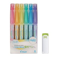 FRIXION 프릭션 지워지는 형광펜, 1개, 프릭션 소프트 (6색 세트1+지우개1)
