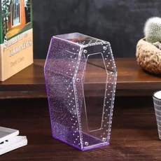 【U】아크릴 투명 파충류 사육장 곤충 거미 도마뱀 먹이주기용 케이지 번식 상자 환기용 나무, 02 Purple