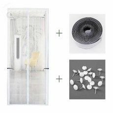 LUNAMAY 현관방충문 방충망 문 스트라이프 모기장(90X210CM) (화이트), LUNAMAY 현관방충문 방충망 문 스트라이프 모기장(