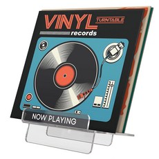 아메리칸 플랫 7.8x7.5 현재 비닐 레코드 스탠드 재생 중 투명 아크릴 전면 디스플레이 선반 및 후면 저장 장치가 있는 간판 최대 19개의 보유 현대적이고 미니멀한 디자인, Gold, Vinyl Record Stand