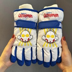 奧特曼兒童滑雪手套，冬季保暖防寒加絨玩雪防潑水手套，男童女童款