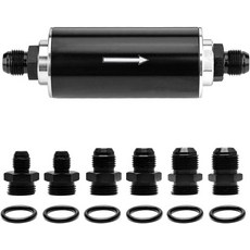 58 30 마이크론 인 연료 필터 6AN 8AN 10AN 알루미늄 연료휘발유 어댑터 피팅 범용 청소 가능한 블랙, Without Bracket