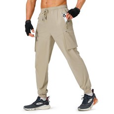 S Spowind 남성용 하이킹 팬츠 카고 경량 빠른 건조 탄성 허리 골프 조거 지퍼 포켓 방수 121186