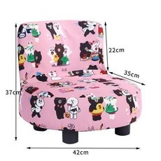 卡通兒童小沙發 寶寶迷你閱讀沙發椅 實木桌腿 可拆洗防滑沙發, 可拆洗設計】矮款粉布朗熊