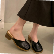 구두슬리퍼 여성 간편 외출 캐주얼 스퀘어 사각코 절개선 블로퍼