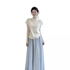여성패션 정장세트 치파오 탑과 스커트 투피스 사계절 드레스 슈트 DL2