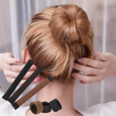 온다야 올림머리 당고머리 똥머리 만두머리 스틱 밴드, 3개, 다크 커피