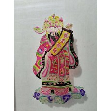 財神皮影 牛皮雕刻 手工上色 高30cm, 如圖所示, 1個
