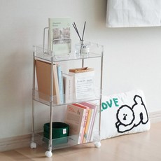 일상드로우 북트롤리 이동식 트롤리, 투명, 3단
