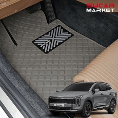 카구 더뉴 스포티지 2025 스퀘어 발매트 SUV 운전석+조수석+뒷자석 트렁크 차량용품, 가솔린, 트렁크매트(크렐오디오_무), 브라운