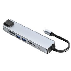 USB C 허브 8 in 1 USB 허브 멀티포트 어댑터 동글 4K HDMI 1Type-C 및 USB A 3.0 5Gbps 데이터 2개 PD 100W RJ45 이더넷, USB C 허브, 8 in 1 USB 허브 멀티포트 어, 1개