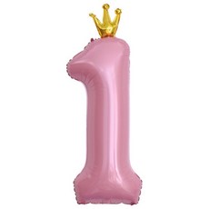 이벤트홀릭 초대형 왕관 숫자은박풍선, 핑크 1