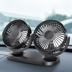 명차 뒷좌석까지 시원한 차량용 듀얼 선풍기 서큘레이터, 블랙, 3단 듀얼 써큘레이터