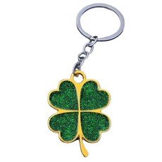 행운의상징 네잎 클로버 키링 열쇠고리 키홀더 등산키링, 1개, 합금 도금