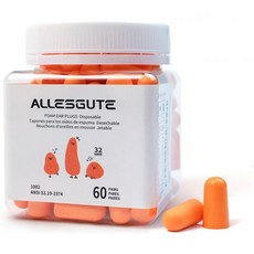 수면 소음 차단용 Allesgute 이어플러그 - 부드러운 PU 폼으로 만든 청력 보호, Orange, 1개