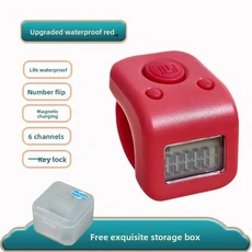 디지털 손가락 카운터 6 자리 디스플레이 핸드 골프 계산 용 상품 수, Red, 03 Red, 01 Red