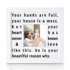 THYGIFTREE 남편의 새로운 어머니를 위한 재미있는 소년 엄마 선물 첫 엄마 선물 아내를 위한 기념품 그림 프레임 베이비 샤워 선물 산후 아기방 장식 아들을 위한, THYGIFTREE 남편의 새로운 어머니를 위한 재미있