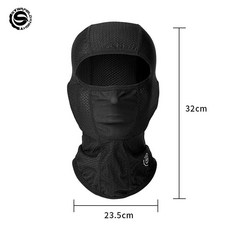 오토바이 사이클링 탄력성 여름 통기성 수분 흡수 빠른 건조 풀 페이스 모자 스카프 후드 캡 라이딩 기어, 색상: 1. 검정색 / 크기: A. One Size, 1개