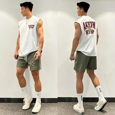 美式高街簡約印花圓領背心男款，夏季潮牌新款健身運動無袖坎肩上衣，舒適透氣展現活力