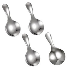 4팩 실버 짧은 손잡이 스테인리스 스틸 스쿱 8.9 x 3.8cm(3.54 1.77인치) 통용 작은 캔디 조미료 소금 설탕 차 커피 아이스크림 디저트용 미니 스쿱(실버), 4팩 실버 짧은 손잡이 스테인리스 스틸 스쿱, 8.9