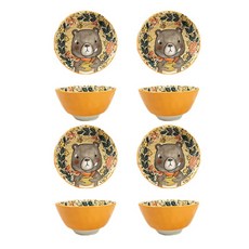 BLOWFISH FUGU 북유럽 그릇 세트 캐릭터 밥그릇 국그릇4p/ 선물 상자 포장 밥공기, 4p, A, 1개