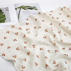 이중 더블 요루 거즈 가제 순면 사각 손수건 스카프빕 대형 42x42cm, 1개, 1개입, [요루] 곰블리