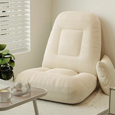 BYOU 접이식 좌식의자 다목적 1인용쇼파 5단 조절 가능, 1개, 화이트+쿠션