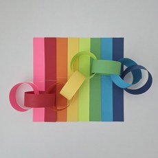 DIY 종이 고리 페이퍼 체인 가랜드, 1개, 레인보우