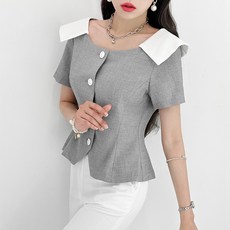 금찌 금찌 헤더 카라 블라우스 ST7522B
