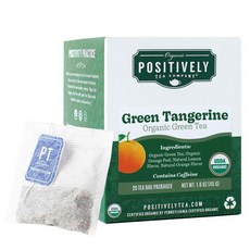 Organic Positively Tea Company Minty Mate Yerba Mate 티백 20개, 그린 탠저린 티, 34g