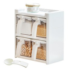 STORYG Changsin Living密封調味料盒 4件組, 1組, 調味盒+湯匙