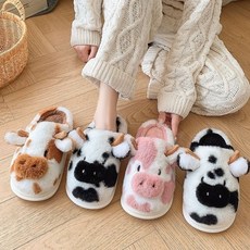 남녀 얼룩동물 가정용슬리퍼 예쁜실내화 룸슬리퍼, 블랙 40-41(250-255)