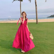 胖mm辣妹性感度假風大碼吊帶長裙子新款甜美抹胸型小清新連衣裙, L【優質版】