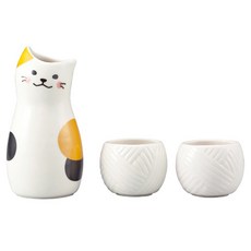 sun art 趣味食器 三花貓酒瓶 & 酒杯組, 酒瓶1入+酒杯2入, 1個