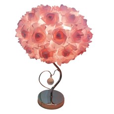 歐式玫瑰花檯燈 溫馨浪漫 臥室檯燈 床頭燈 裝飾檯燈, 心翼粉色玫瑰花