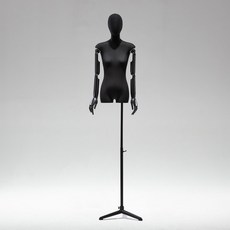 黑色扁身模特道具平胸韓版半身櫥窗陳列女裝服裝店模特展示架全身櫥窗模特兒 擺攤人檯模特兒 人形模特兒, 黑扁身/黑色三角/黑色手/帶頭