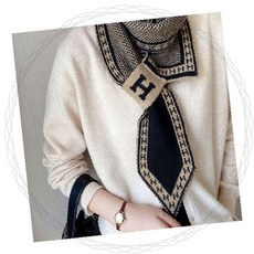 여성 니트 넥워머 체크 패턴 목도리 스카프 머플러 겨울 방한용품