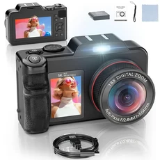 V02 5K 디지털 카메라 18배 줌 80MP 빈티지 브이로그 레코더 유튜브 여행 듀얼 스크린 사진 촬영 플래시, 01 1 Camera-No Card