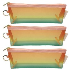 KYOEI PLASTIC 소라이로 메시 펜케이스 파우치 링 포함, 돌아가는 길 하늘, 3개