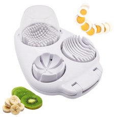 삶은 달걀을 위한 ZHMEINA 달걀 슬라이서 런천 와이어가 과일 흰색 음식 딸기 부드러운 있는 스틸 가정용 미트 슬라이서 커터 14개의 1개 스팸 스테인리스 튼튼한, 3 In 1, White